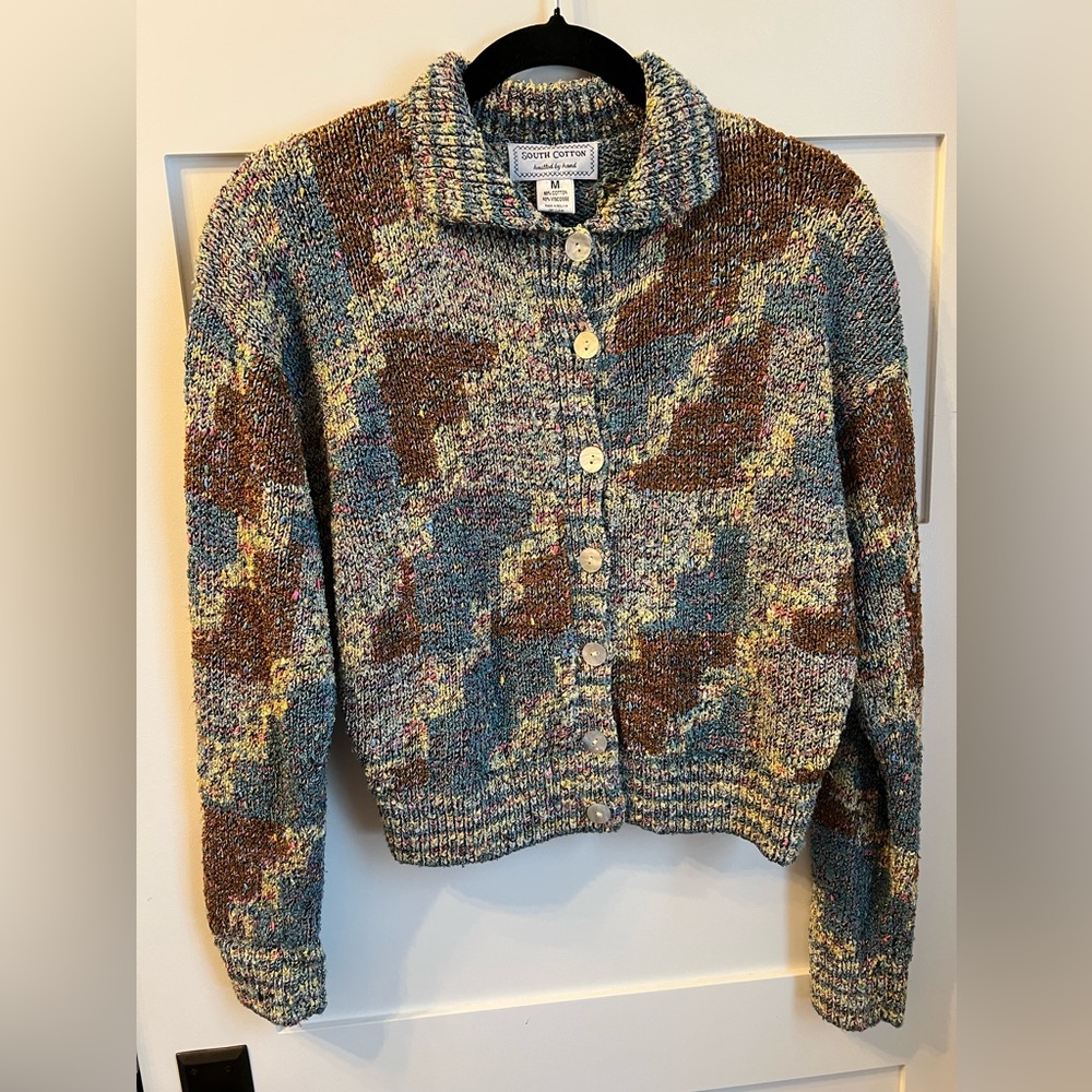 South Cotton Handknit Cardigan M